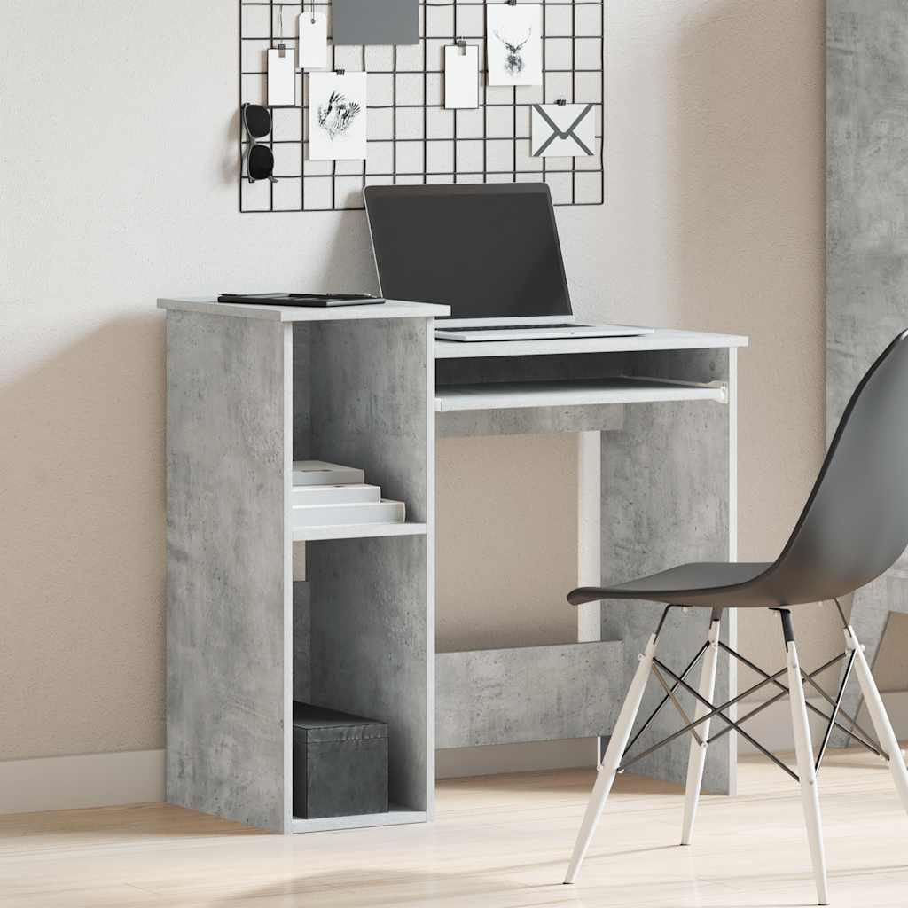 Scrivania Mensole Grigio Cemento 84x40x78 cm Legno Multistrato - homemem39