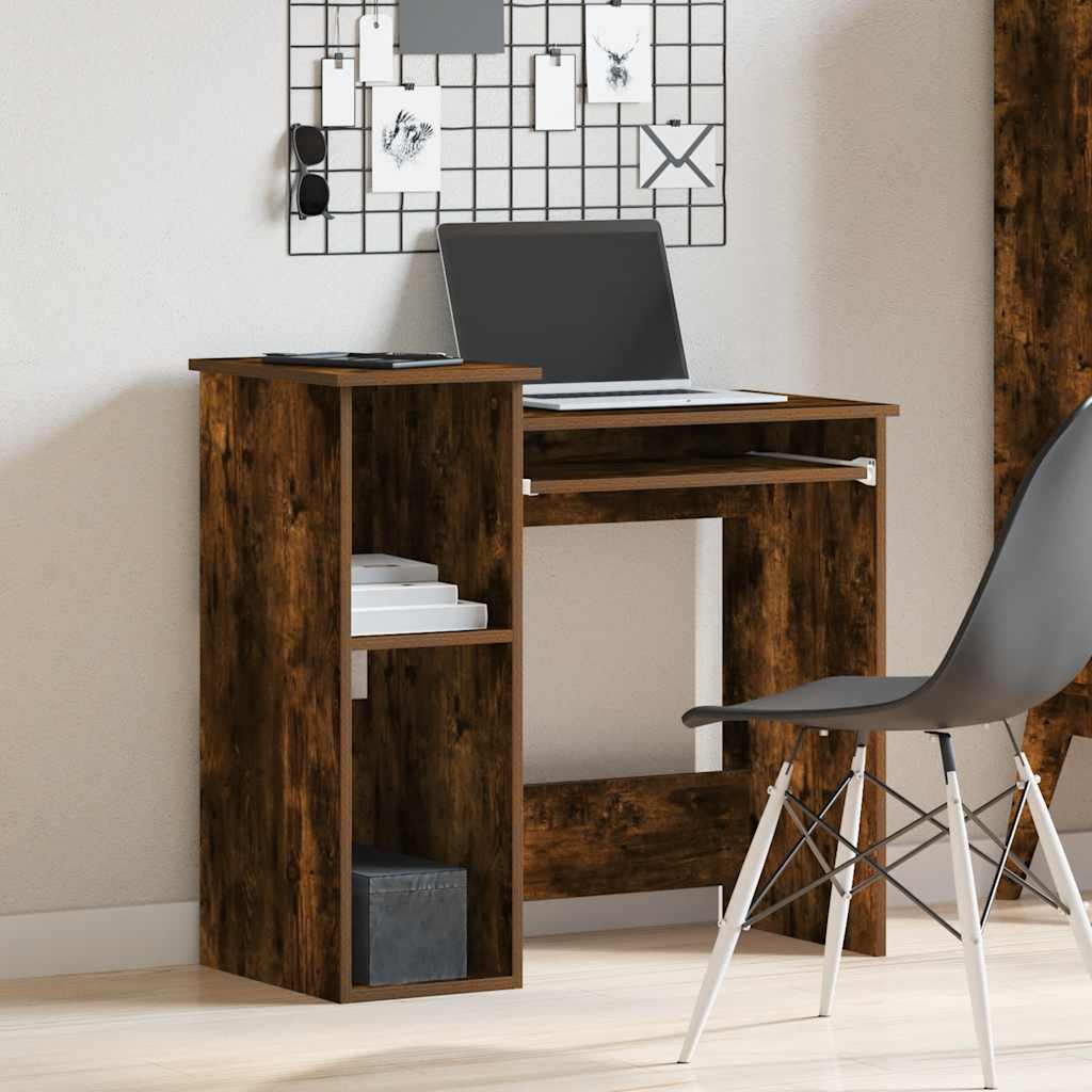 Scrivania Mensole Rovere Fumo 84x40x78 cm Legno Multistrato - homemem39