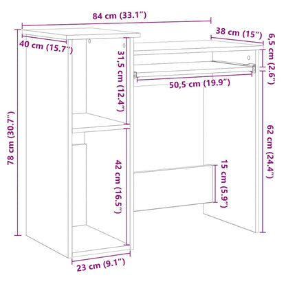 Scrivania Mensole Rovere Fumo 84x40x78 cm Legno Multistrato - homemem39