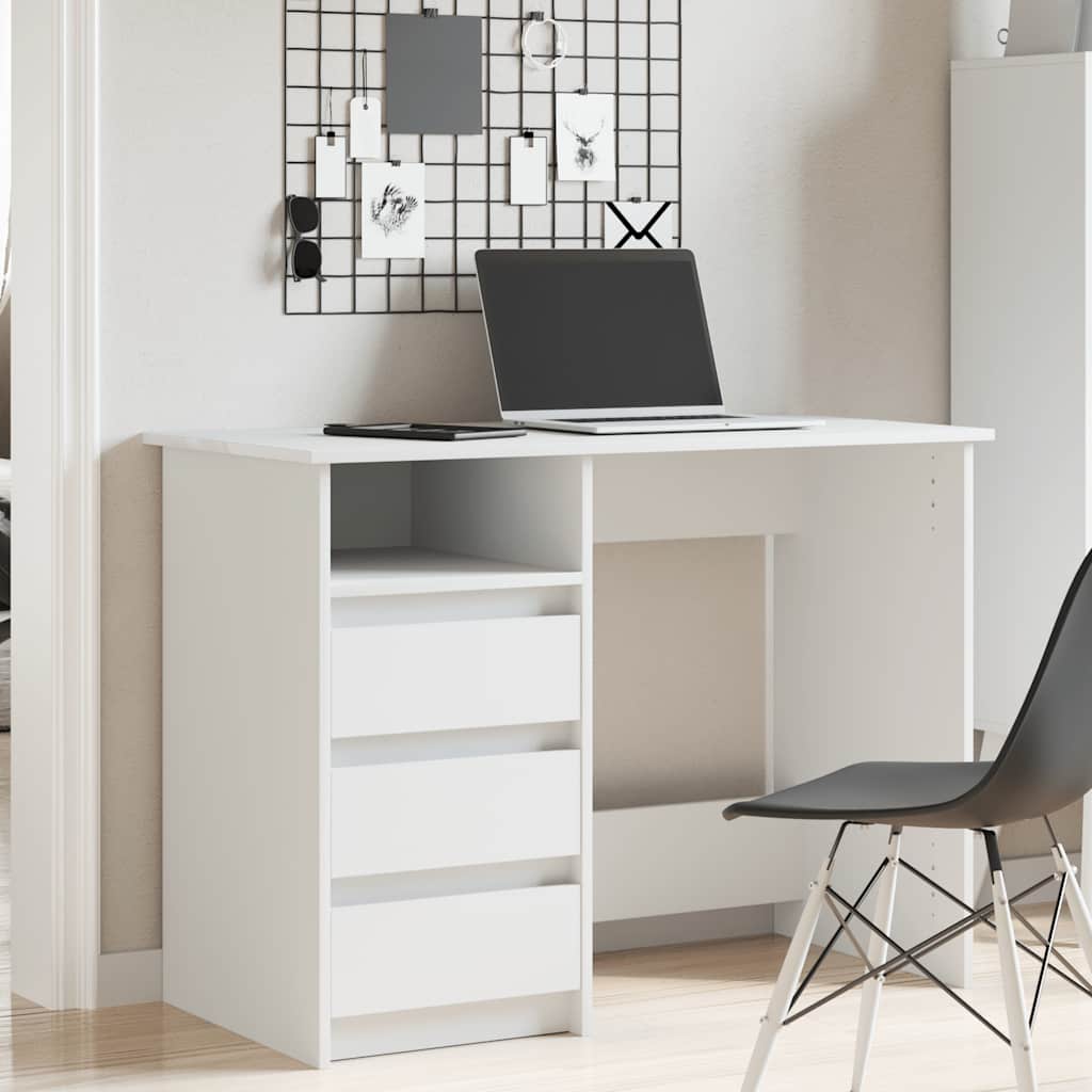 Scrivania Bianca 102x50x75 cm in Legno Multistrato - homemem39