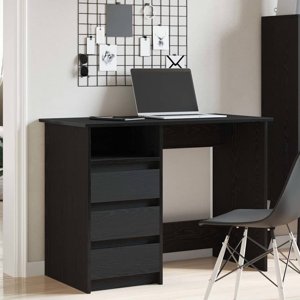 Scrivania Nera 102x50x75 cm in Legno Multistrato | homemem39
