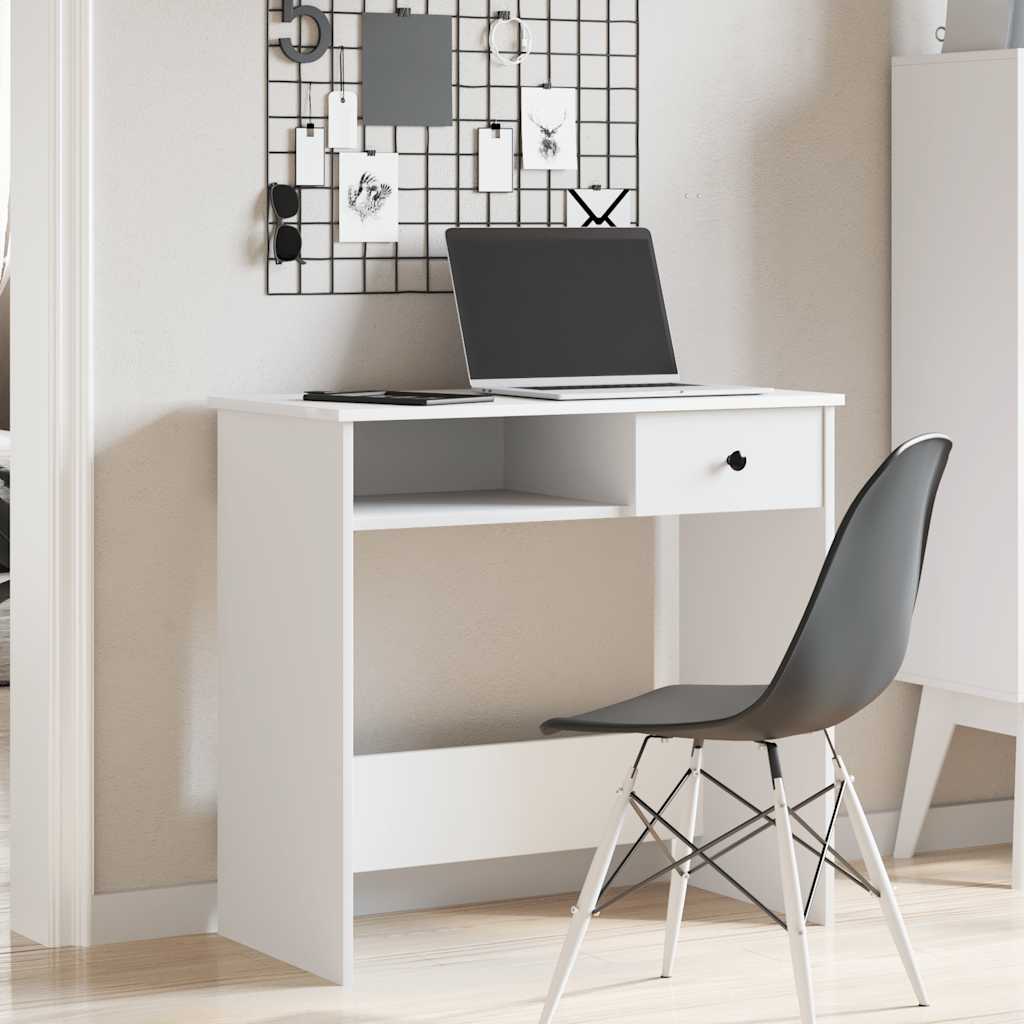 Scrivania Bianca 80x40x75 cm in Legno Multistrato - homemem39