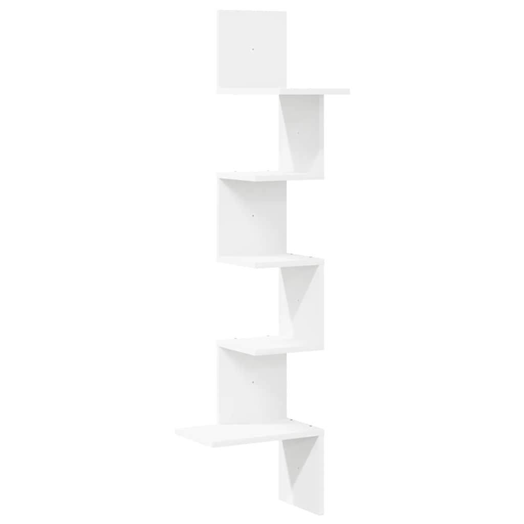 Scaffale Angolare Muro Bianco 32x32x127,5 cm Legno Multistrato | homemem39