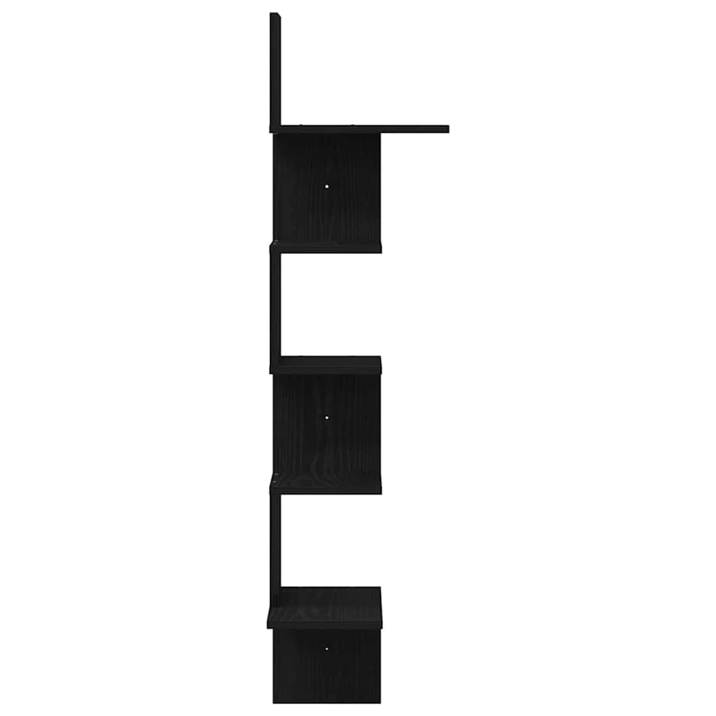 Scaffale Angolare Muro Nero 32x32x127,5 cm Legno Multistrato | homemem39