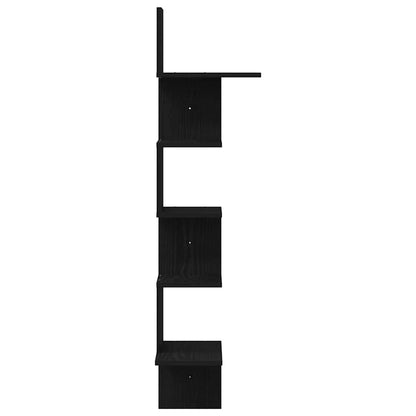 Scaffale Angolare Muro Nero 32x32x127,5 cm Legno Multistrato | homemem39