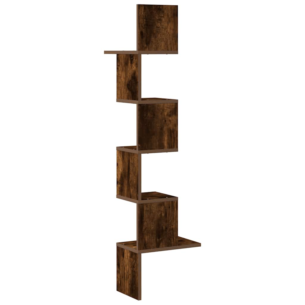 Scaffale Angolare a Muro Rovere Fumo 32x32x127,5 cm Truciolato | homemem39