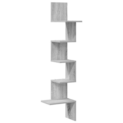 Scaffale Angolare Muro Grigio Sonoma 32x32x127,5 cm Truciolato | homemem39