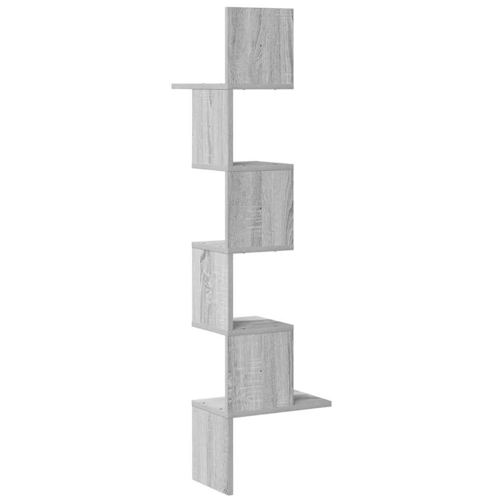 Scaffale Angolare Muro Grigio Sonoma 32x32x127,5 cm Truciolato | homemem39
