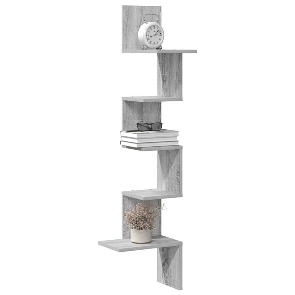 Scaffale Angolare Muro Grigio Sonoma 32x32x127,5 cm Truciolato | homemem39
