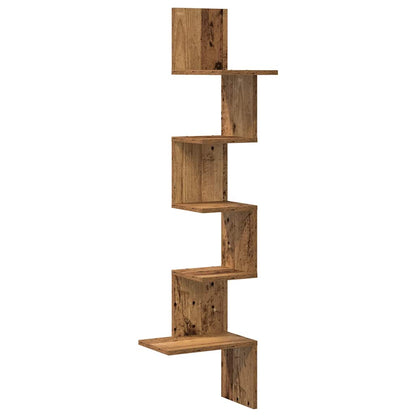 Mensola Angolare Legno Vecchio 32x32x127,5 cm Legno Multistrato | homemem39