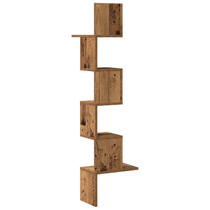 Mensola Angolare Legno Vecchio 32x32x127,5 cm Legno Multistrato | homemem39