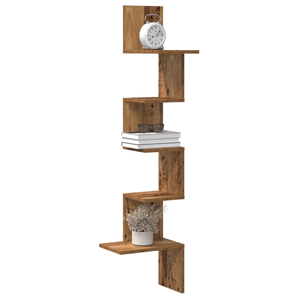 Mensola Angolare Legno Vecchio 32x32x127,5 cm Legno Multistrato | homemem39