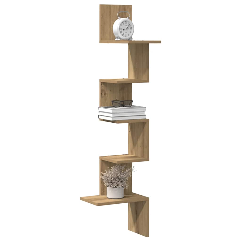 Scaffale Angolare Muro Rovere Artigianale 32x32x127,5 cm | homemem39