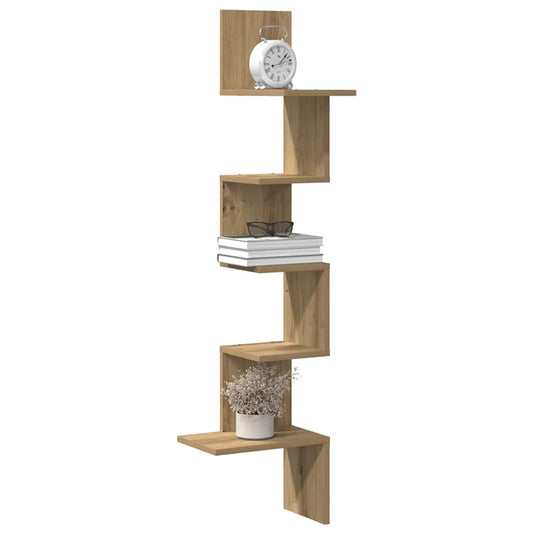Scaffale Angolare Muro Rovere Artigianale 32x32x127,5 cm | homemem39