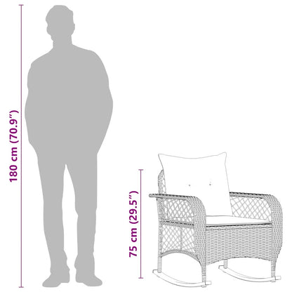 Sedia a Dondolo da Giardino con Cuscini in Polyrattan Marrone - homemem39