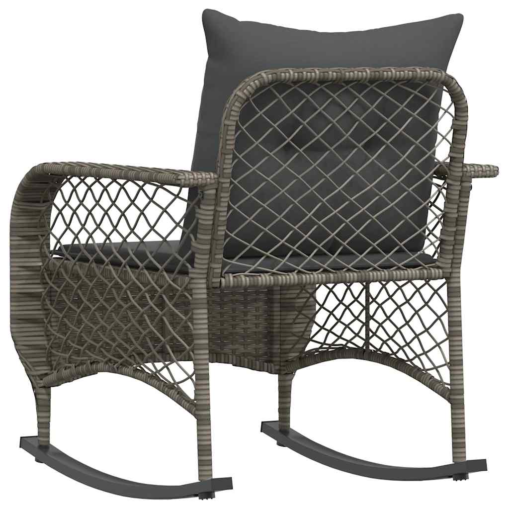 Sedia a Dondolo da Giardino con Cuscini in Polyrattan Grigio - homemem39