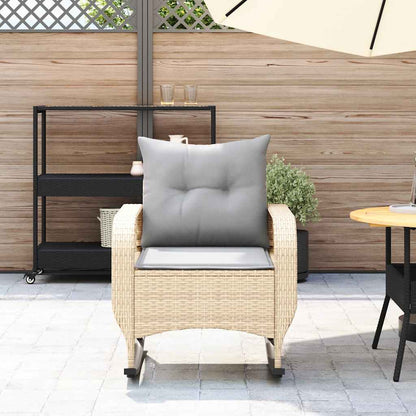 Sedia a Dondolo da Giardino con Cuscini in Polyrattan Beige - homemem39