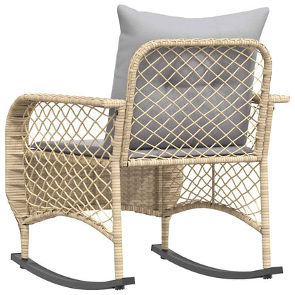 Sedia a Dondolo da Giardino con Cuscini in Polyrattan Beige - homemem39