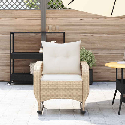 Sedia a Dondolo da Giardino con Cuscini in Polyrattan Beige - homemem39