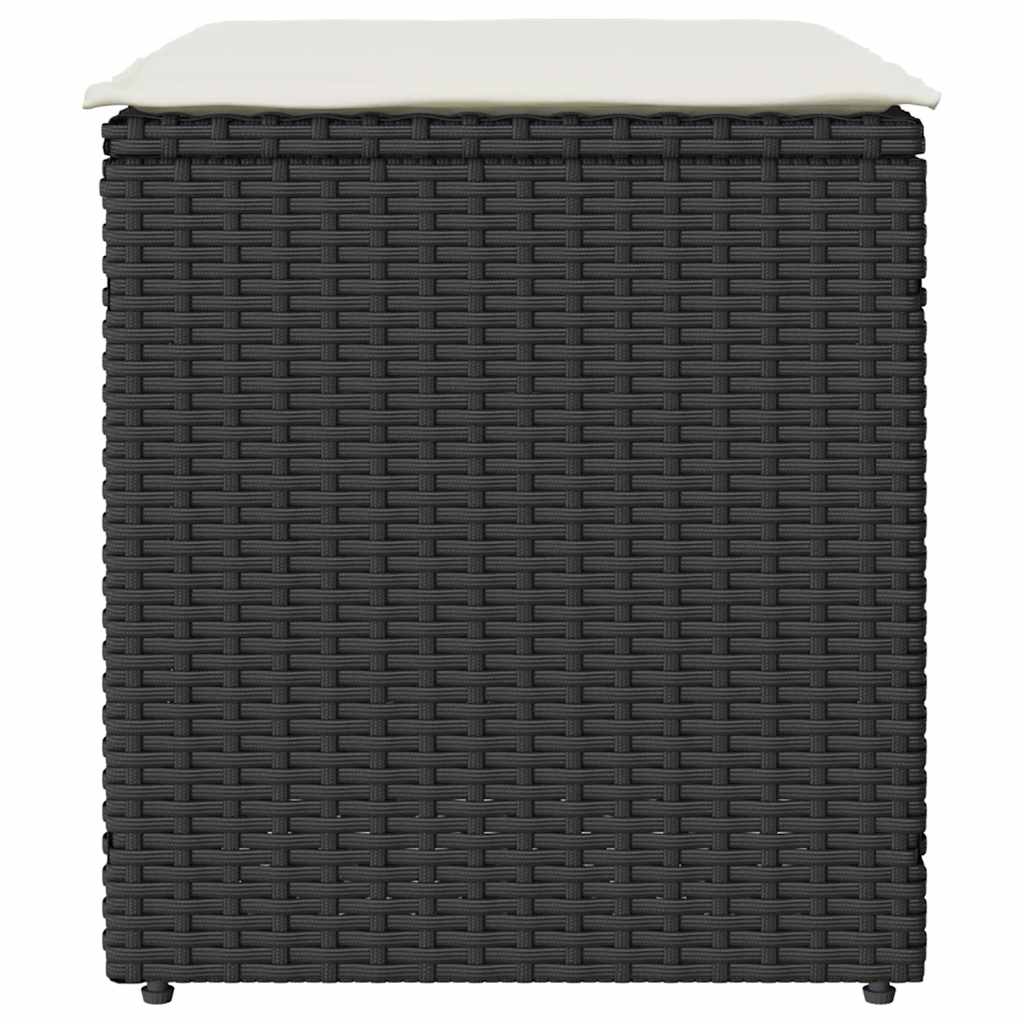 Sgabelli Giardino con Cuscini 2 pz Nero 40x40x43 cm Polyrattan