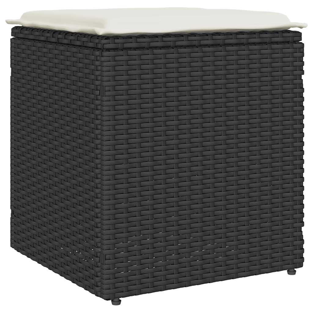 Sgabelli Giardino con Cuscini 2 pz Nero 40x40x43 cm Polyrattan