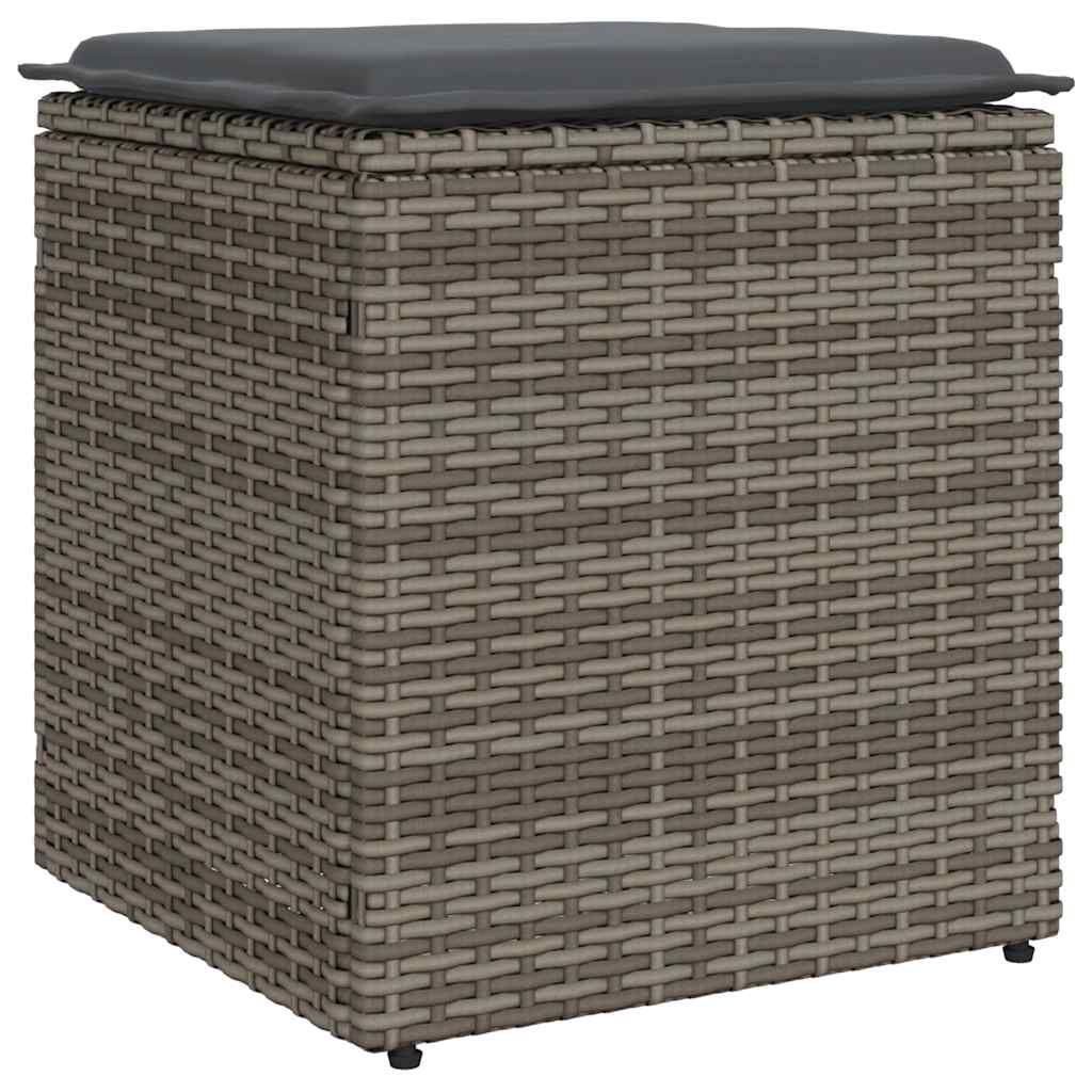 Sgabelli Giardino con Cuscini 2 pz Grigio 40x40x43cm Polyrattan