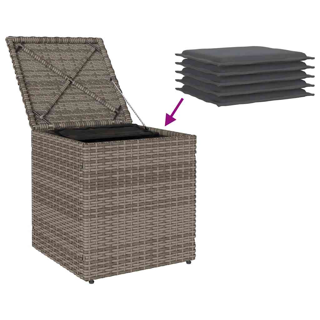 Sgabelli Giardino con Cuscini 2 pz Grigio 40x40x43cm Polyrattan