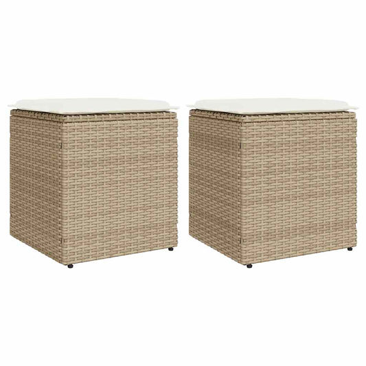 Sgabelli Giardino con Cuscini 4pz Beige 40x40x43 cm Polyrattan