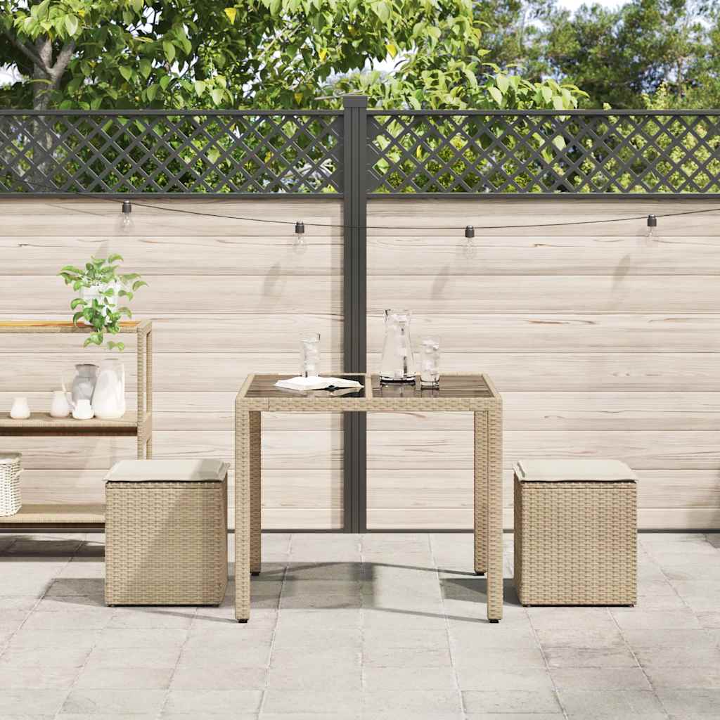 Sgabelli Giardino con Cuscini 4pz Beige 40x40x43 cm Polyrattan