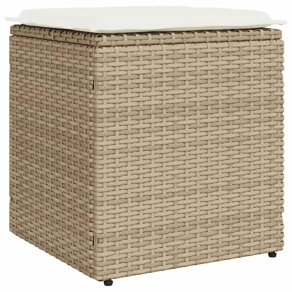 Sgabelli Giardino con Cuscini 4pz Beige 40x40x43 cm Polyrattan