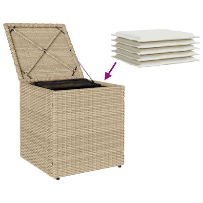 Sgabelli Giardino con Cuscini 4pz Beige 40x40x43 cm Polyrattan