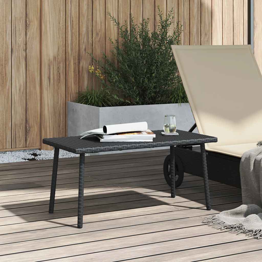 Tavolino da Giardino Rettangolare Nero 80x40x37 cm Polyrattan - homemem39