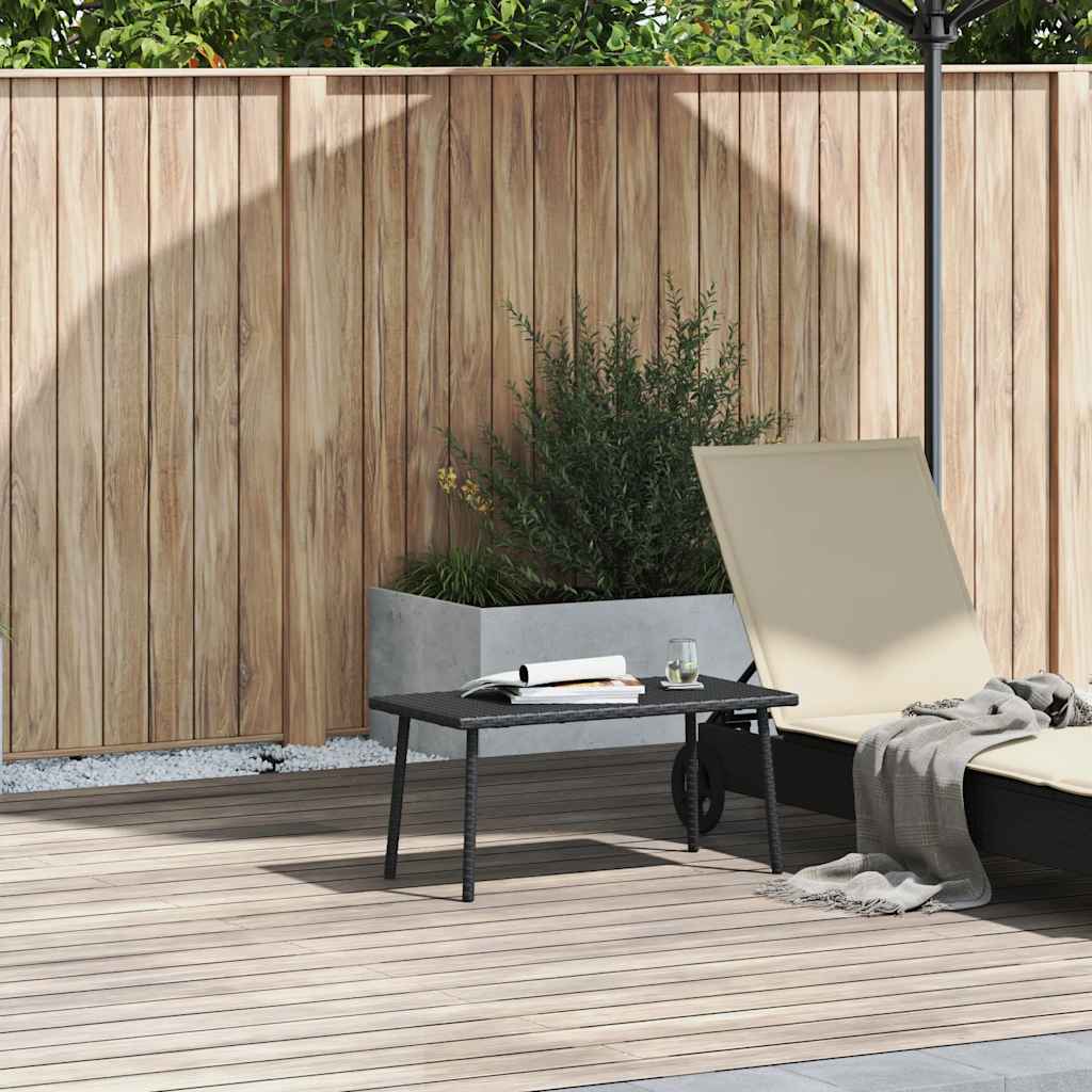 Tavolino da Giardino Rettangolare Nero 80x40x37 cm Polyrattan | homemem39