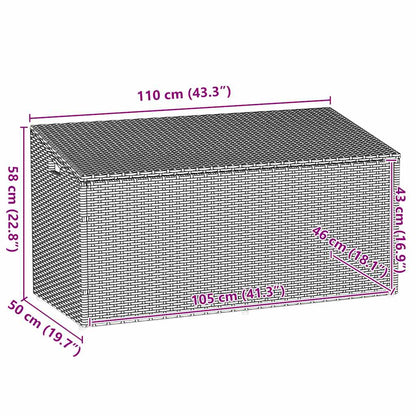Baule da Giardino Grigio 110x50x58 cm in Polyrattan - homemem39
