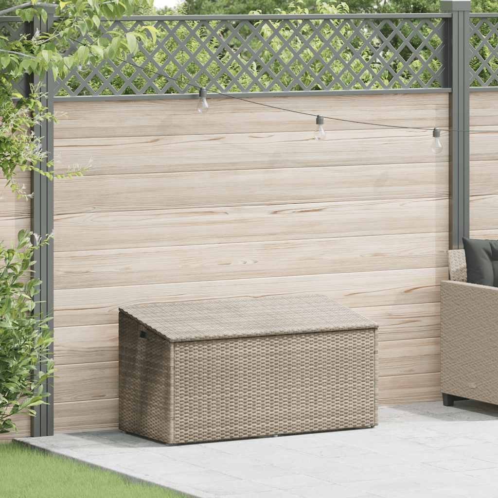 Baule da Giardino Grigio Chiaro 110x50x58 cm in Polyrattan - homemem39