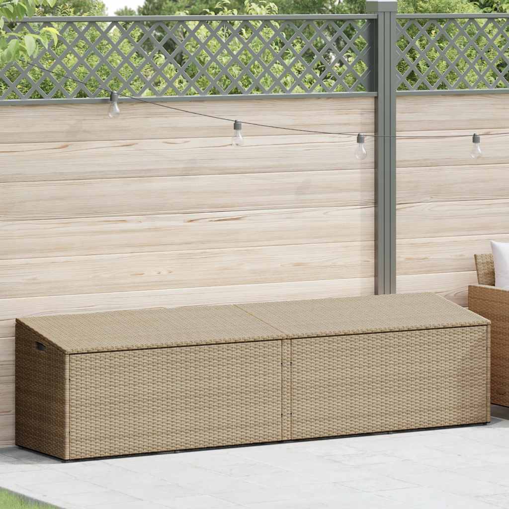 Baule da Giardino Beige 220x50x58 cm Polyrattan