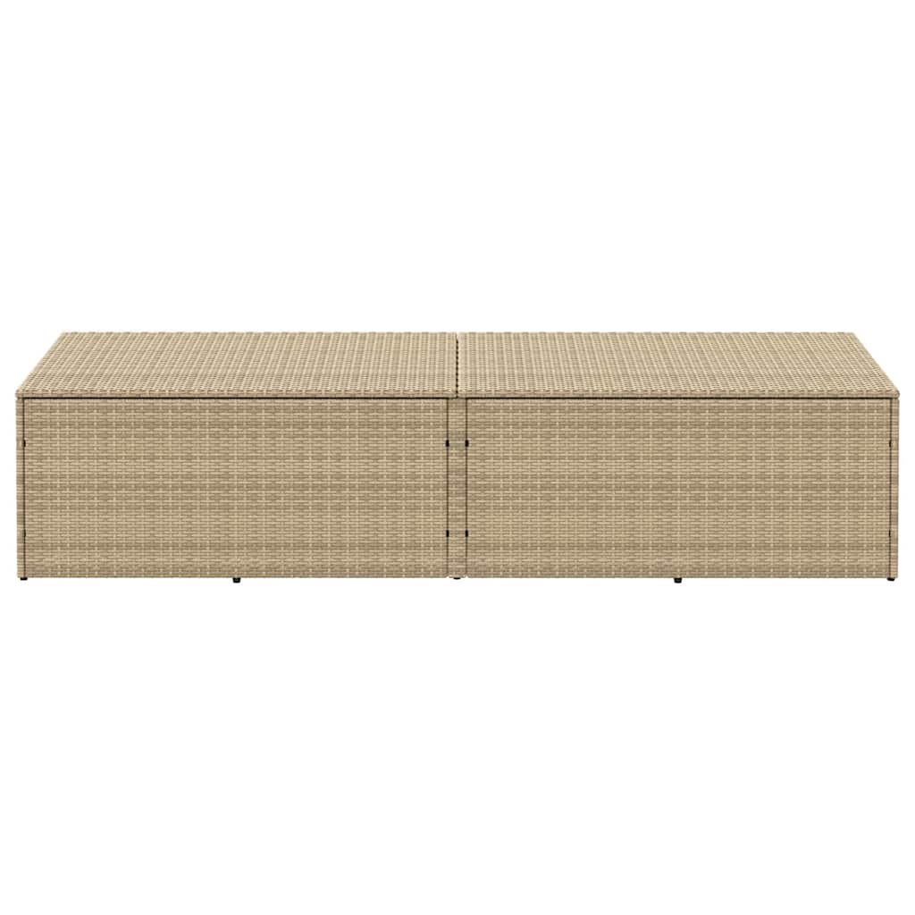 Baule da Giardino Beige 220x50x58 cm Polyrattan