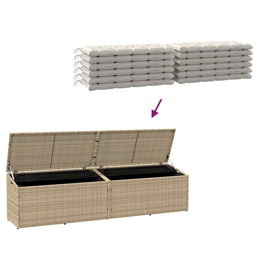 Baule da Giardino Beige 220x50x58 cm Polyrattan - homemem39