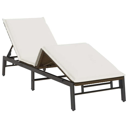 Lettino Prendisole con Cuscino Marrone in Polyrattan - homemem39