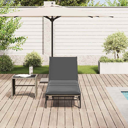 Lettino Prendisole con Cuscino Grigio in Polyrattan - homemem39