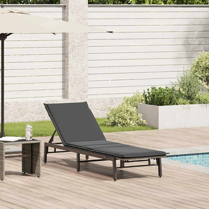 Lettino Prendisole con Cuscino Grigio in Polyrattan - homemem39