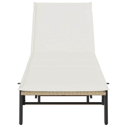 Lettino Prendisole con Cuscini Beige in Polyrattan - homemem39