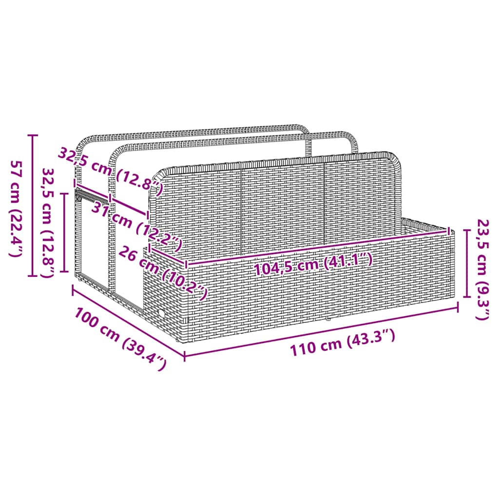 Galleggiante a Bordo Piscina Marrone 110x100x57 cm Polyrattan