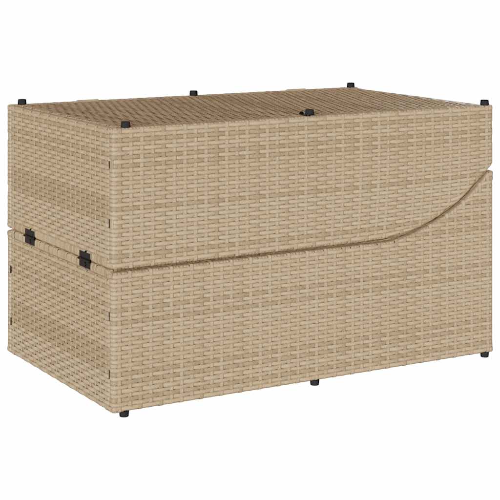 Lettino Prendisole Pieghevole con Cuscino e Portaoggetti Beige