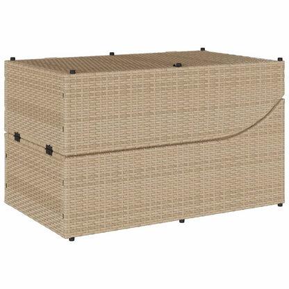Lettino Prendisole Pieghevole con Cuscino e Portaoggetti Beige