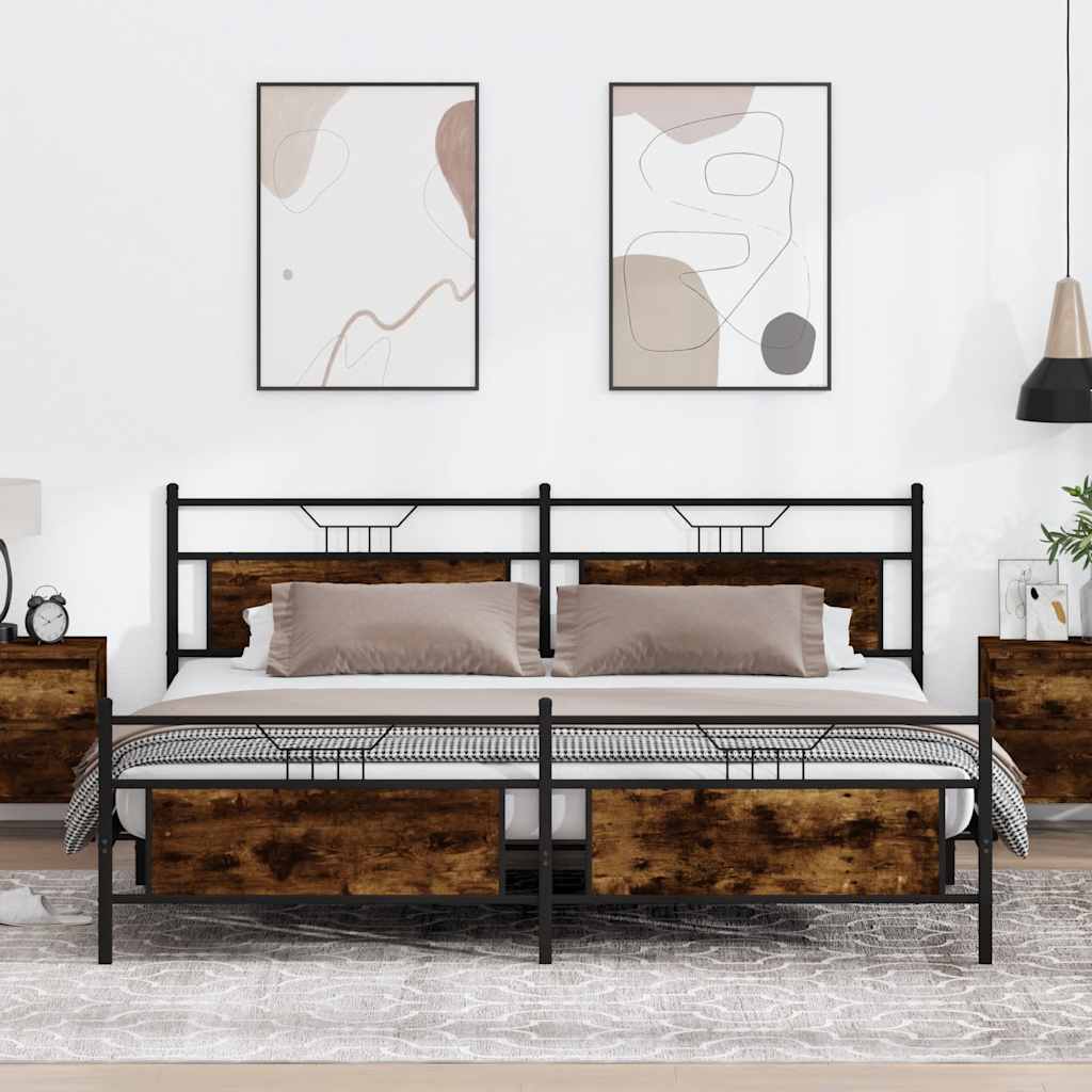 Giroletto senza Materaso in Metallo Rovere Fumo 193x201 cm