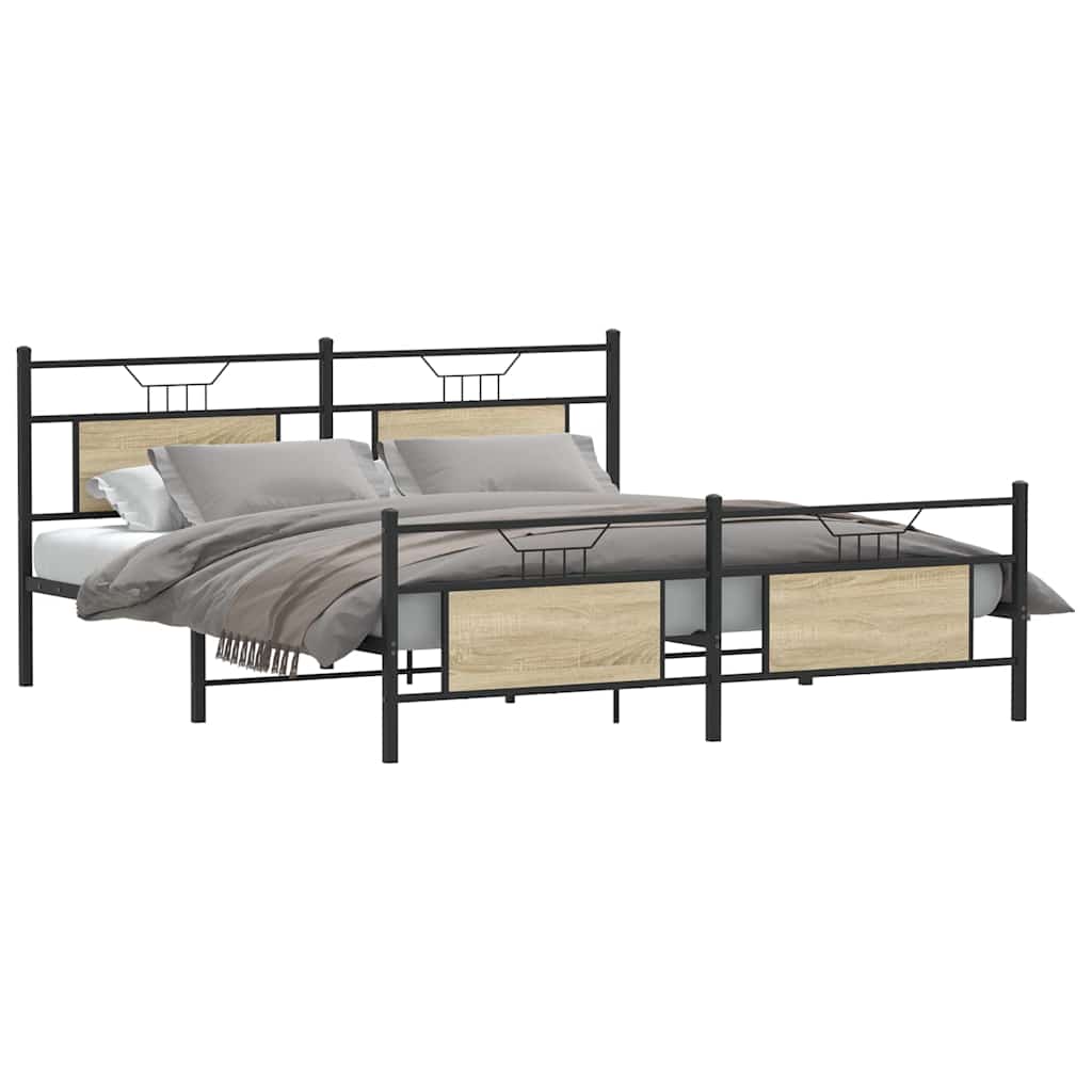 Giroletto senza Materaso in Metallo Rovere Sonoma 160x200 cm | homemem39