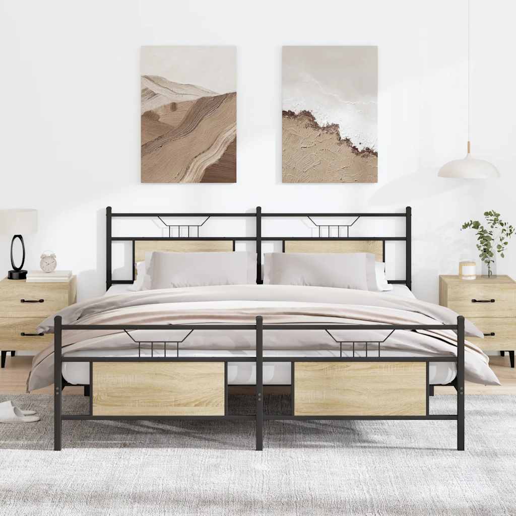 Giroletto senza Materaso in Metallo Rovere Sonoma 160x200 cm | homemem39