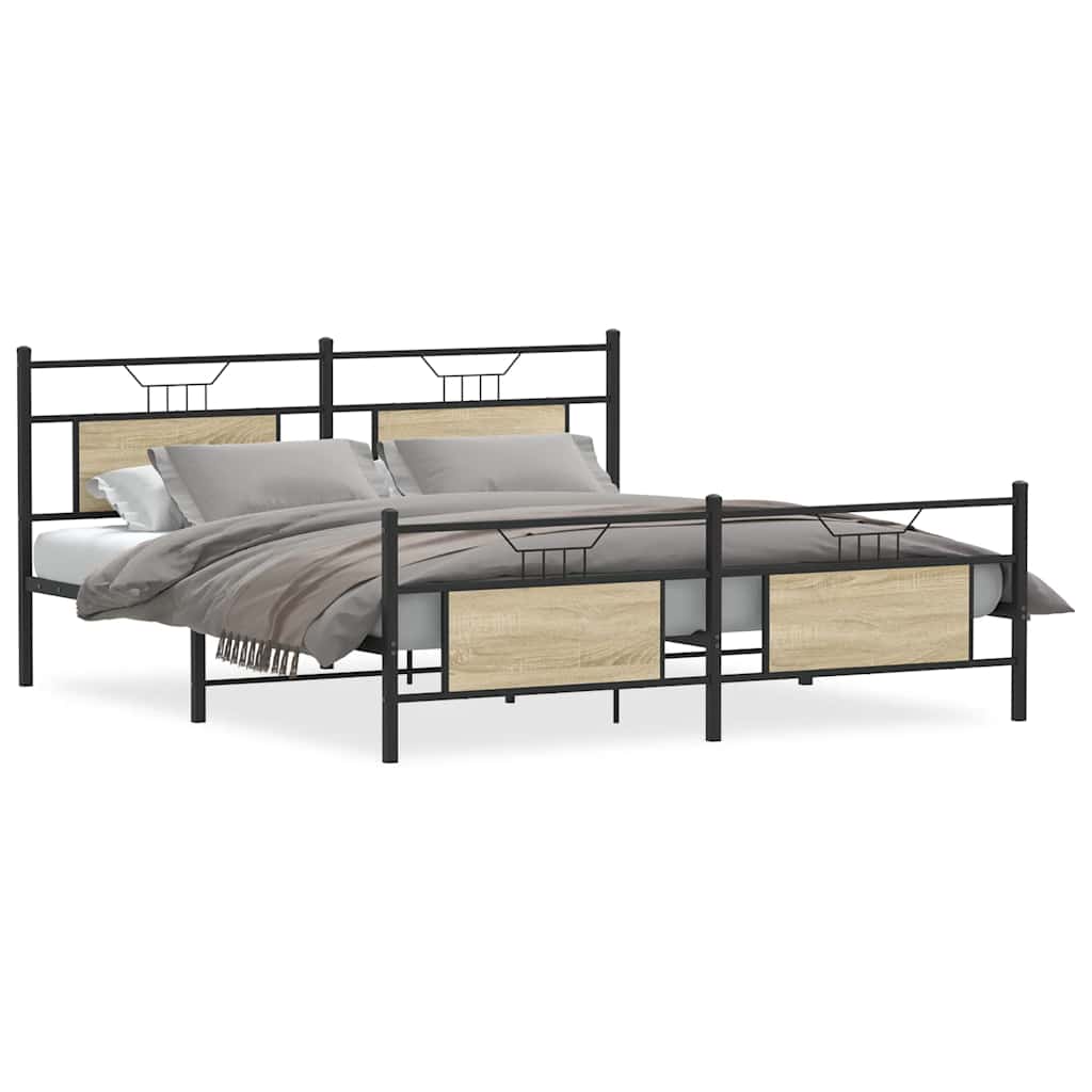 Giroletto senza Materaso in Metallo Rovere Sonoma 183x213 cm | homemem39