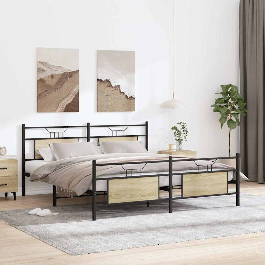 Giroletto senza Materaso in Metallo Rovere Sonoma 183x213 cm